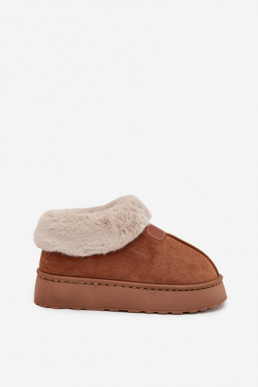 Damen Schneestiefel mit Plattform und Fell in brauner Farbe Calyra