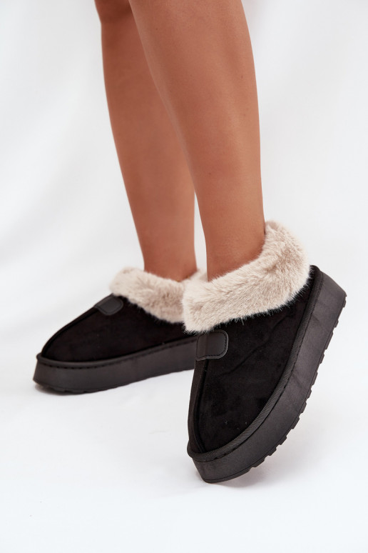 Damen Schneestiefel mit Plattform und Fell in schwarzer Farbe Calyra