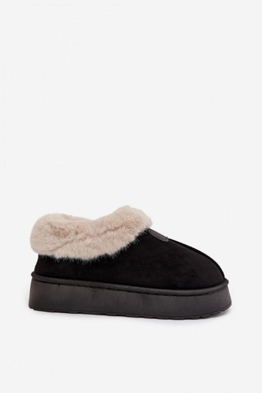 Damen Schneestiefel mit Plattform und Fell in schwarzer Farbe Calyra