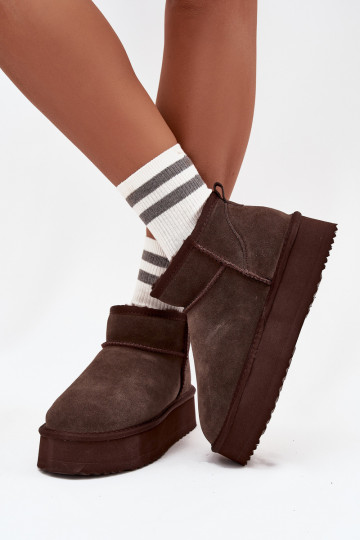 Damen Schneestiefel aus Kunstveloursleder mit Plattform Vinceza 97962 in Schokoladenfarbe