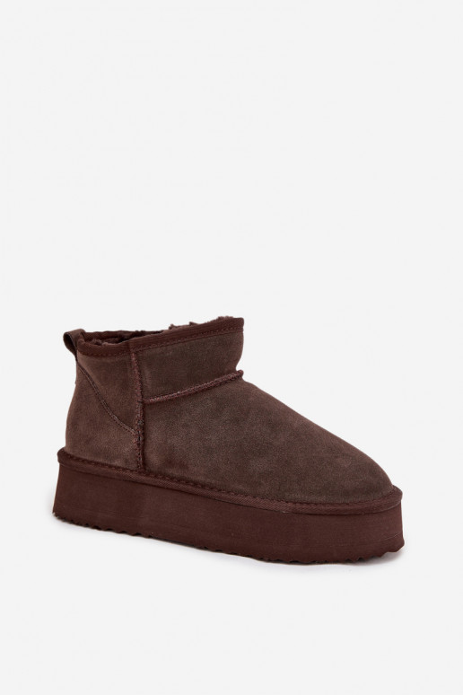 Damen Schneestiefel aus Kunstveloursleder mit Plattform Vinceza 97962 in Schokoladenfarbe