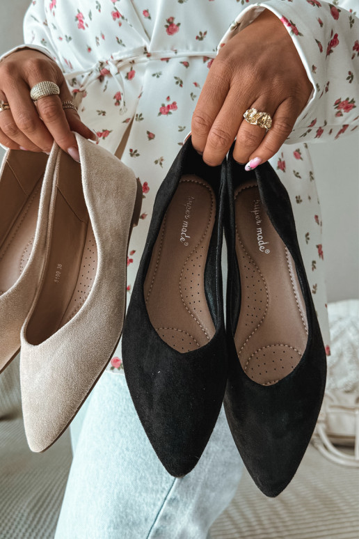 Schwarze Ballerinas aus Kunstveloursleder Lelisa