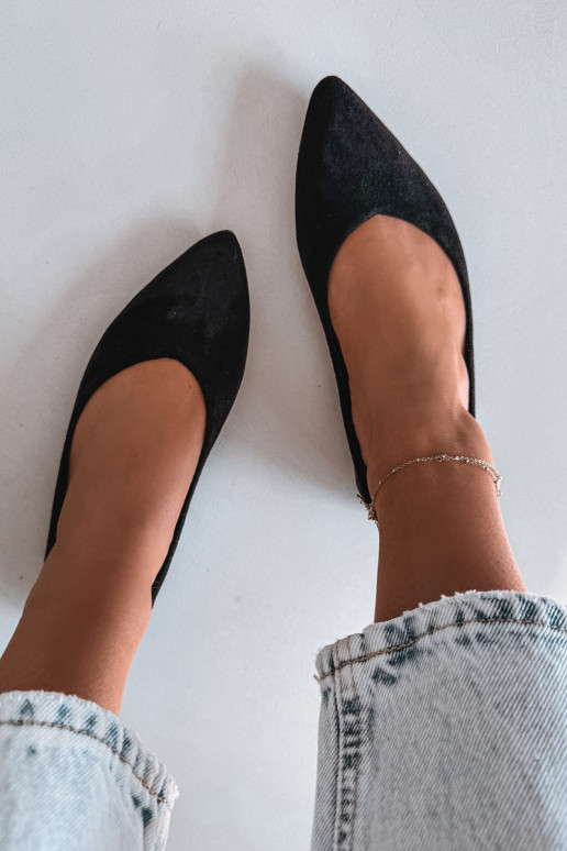 Schwarze Ballerinas aus Kunstveloursleder Lelisa