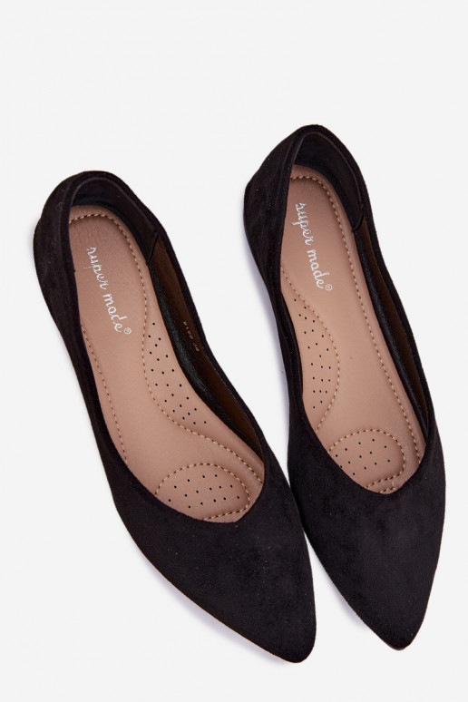 Schwarze Ballerinas aus Kunstveloursleder Lelisa