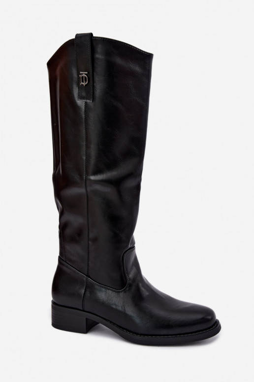 Warme schwarze kniehohe Stiefel Ilorelia