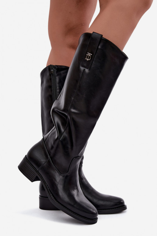Warme schwarze kniehohe Stiefel Ilorelia