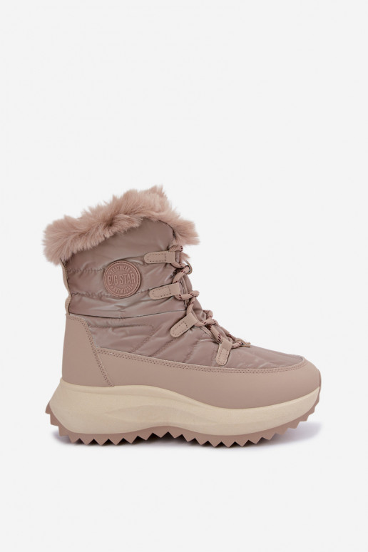 Sandfarbene Schneestiefel mit Plattform und Fell Big Star UU274221