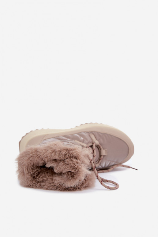 Sandfarbene Schneestiefel mit Plattform und Fell Big Star UU274221