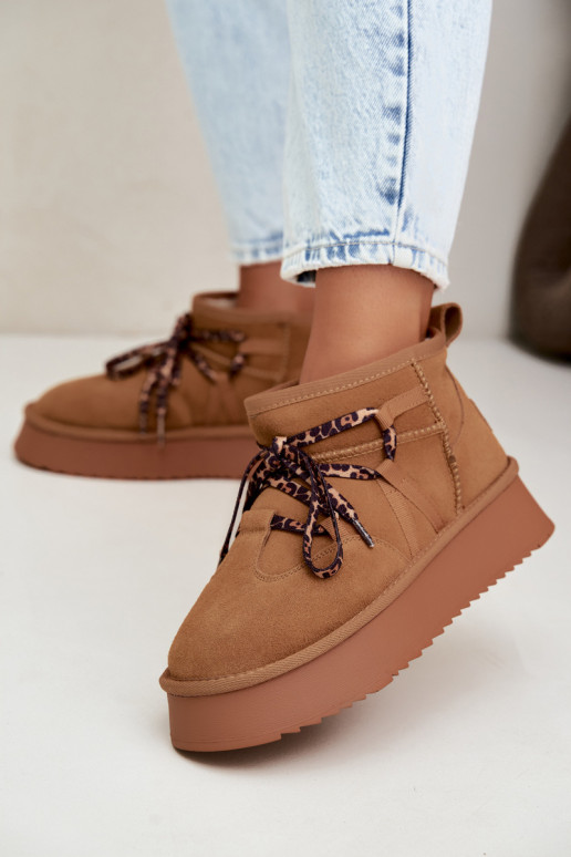 Braune Kunstveloursleder-Schneestiefel mit Plattform und stilvollen Details GOE UU2N4920