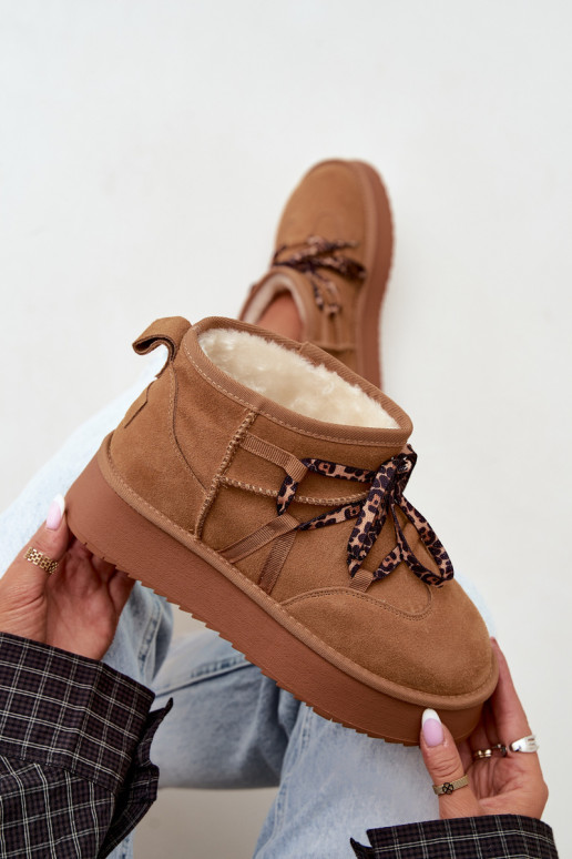 Braune Kunstveloursleder-Schneestiefel mit Plattform und stilvollen Details GOE UU2N4920