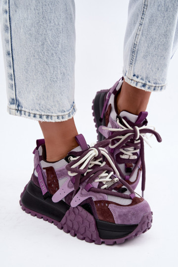 Lila Kunstveloursleder-Sneaker mit Plattform GOE UU2N4016