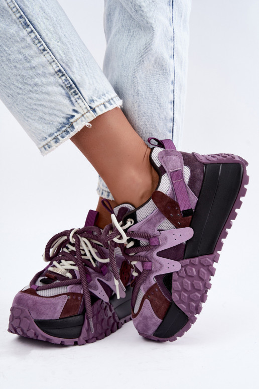 Lila Kunstveloursleder-Sneaker mit Plattform GOE UU2N4016