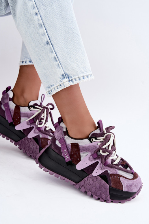 Lila Kunstveloursleder-Sneaker mit Plattform GOE UU2N4016