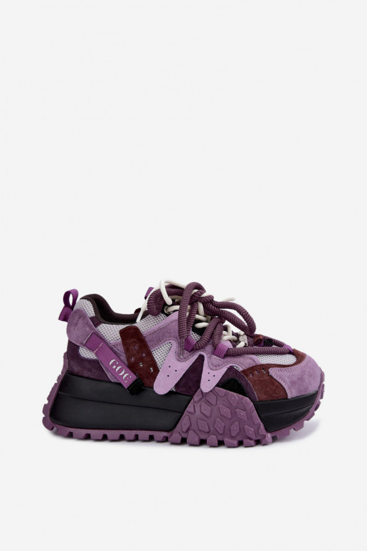 Lila Kunstveloursleder-Sneaker mit Plattform GOE UU2N4016