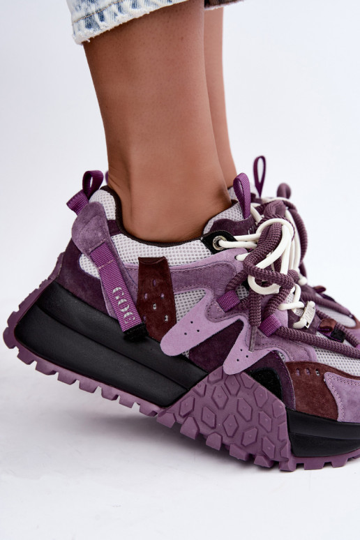 Lila Kunstveloursleder-Sneaker mit Plattform GOE UU2N4016