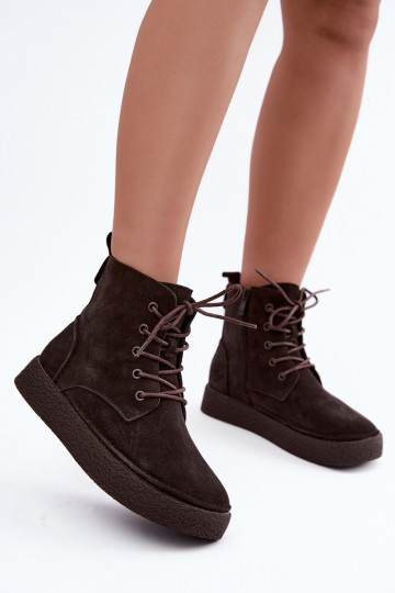 Isolierte Kunstveloursleder-Stiefeletten Sergio Leone BT-30 CzekoladoĮe