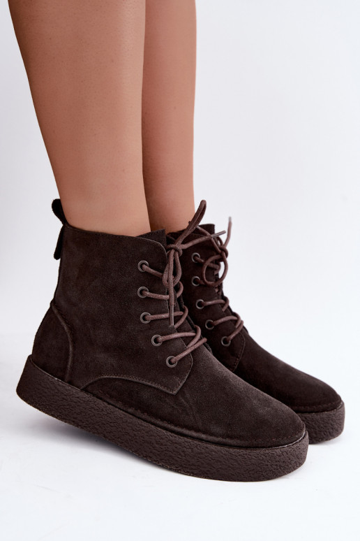 Isolierte Kunstveloursleder-Stiefeletten Sergio Leone BT-30 CzekoladoĮe