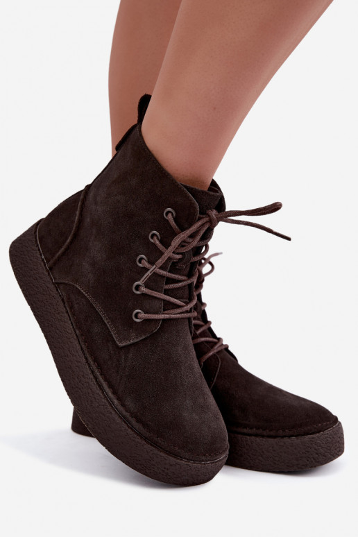 Isolierte Kunstveloursleder-Stiefeletten Sergio Leone BT-30 CzekoladoĮe