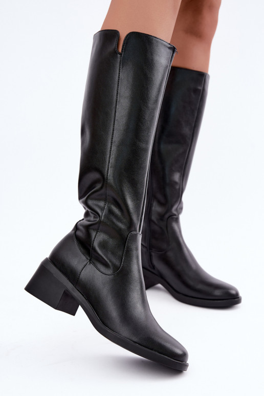 Isolierte schwarze Leder-Kniehohe Stiefel Klocke Sergio Leone KZ-17