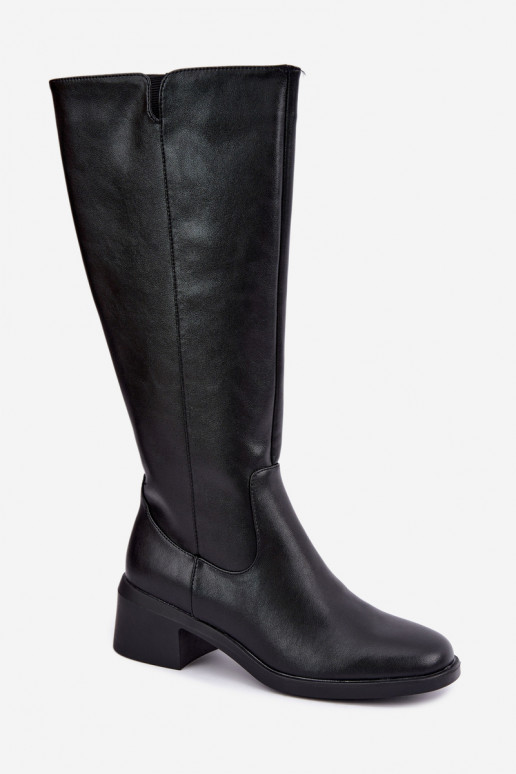 Isolierte schwarze Leder-Kniehohe Stiefel Klocke Sergio Leone KZ-17