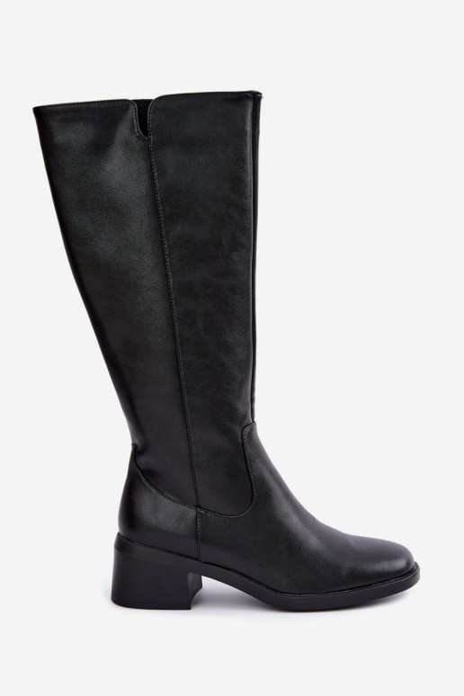 Isolierte schwarze Leder-Kniehohe Stiefel Klocke Sergio Leone KZ-17