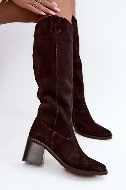 Haut aus INildleder Stiefel CoZuboy-Stil mit Absätzen Vinceza 133103 CzekoladoZue