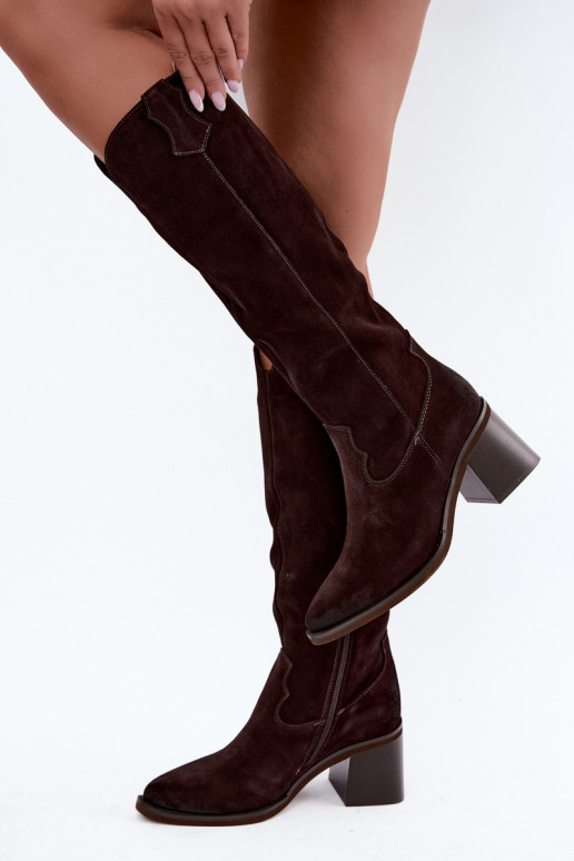 Haut aus INildleder Stiefel CoZuboy-Stil mit Absätzen Vinceza 133103 CzekoladoZue