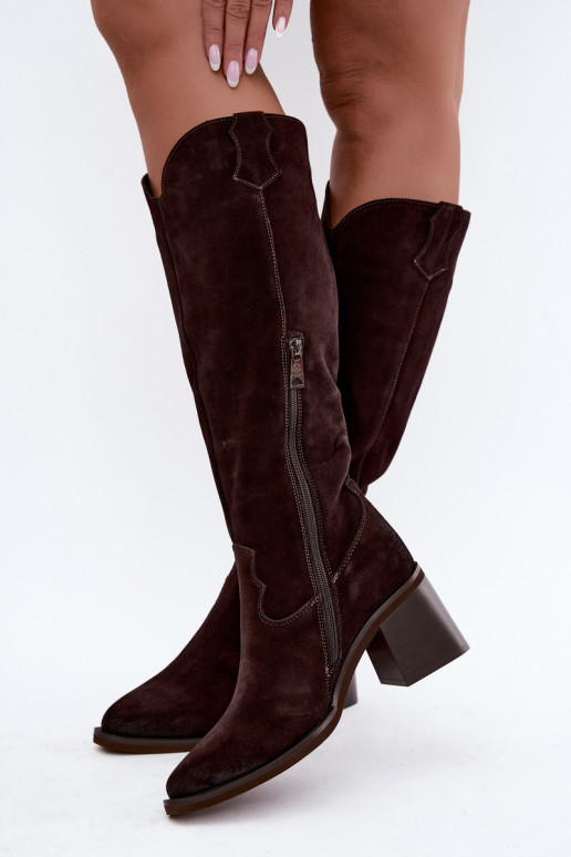 Haut aus INildleder Stiefel CoZuboy-Stil mit Absätzen Vinceza 133103 CzekoladoZue