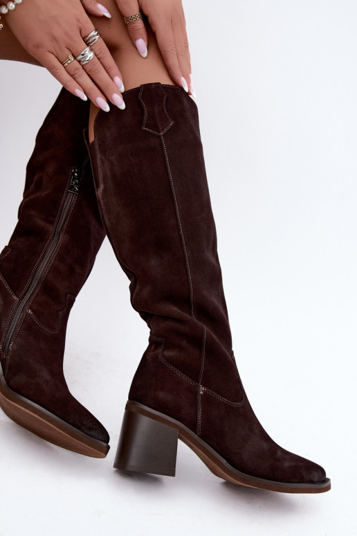 Haut aus INildleder Stiefel CoZuboy-Stil mit Absätzen Vinceza 133103 CzekoladoZue