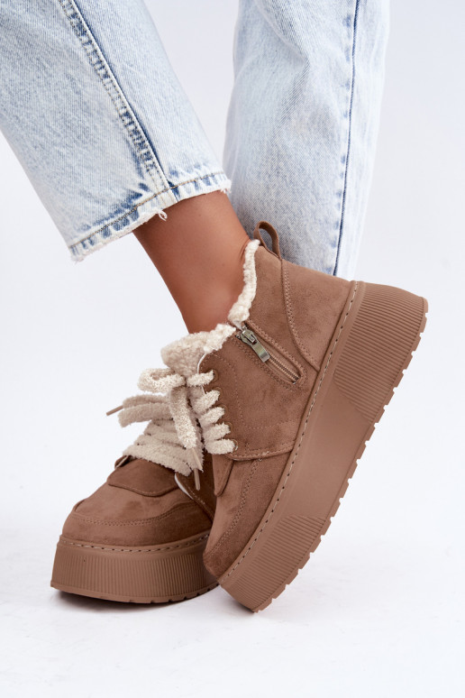 Damen Schneestiefel mit Plattform und Fell Luma sand
