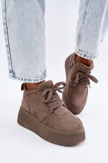 Damen Schneestiefel mit Plattform und Fell Luma ton