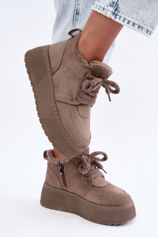 Damen Schneestiefel mit Plattform und Fell Luma ton