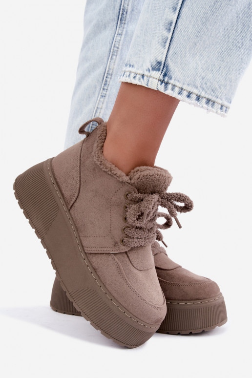 Damen Schneestiefel mit Plattform und Fell Luma ton
