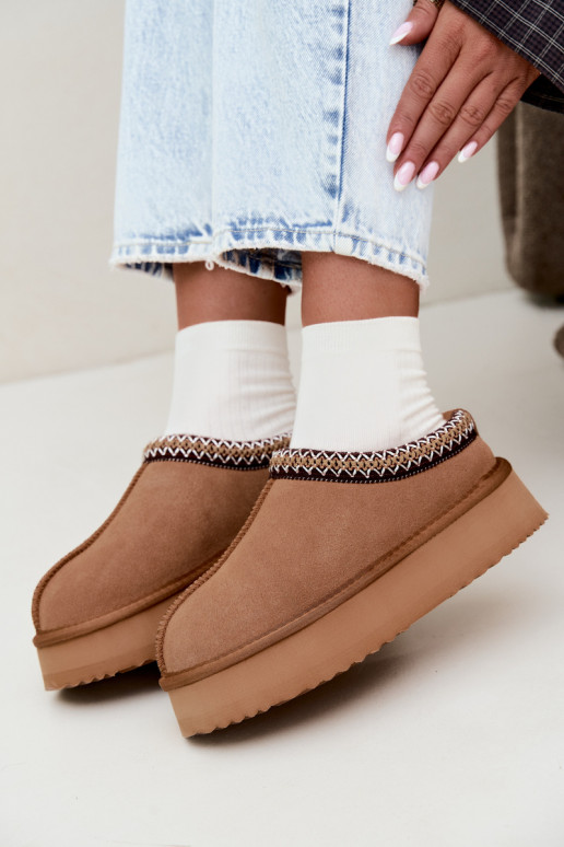 Kunstveloursleder Schneestiefel mit dekorativem Streifen Vinceza 97972 braun