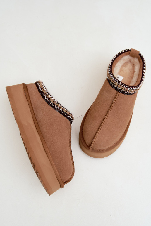 Kunstveloursleder Schneestiefel mit dekorativem Streifen Vinceza 97972 braun