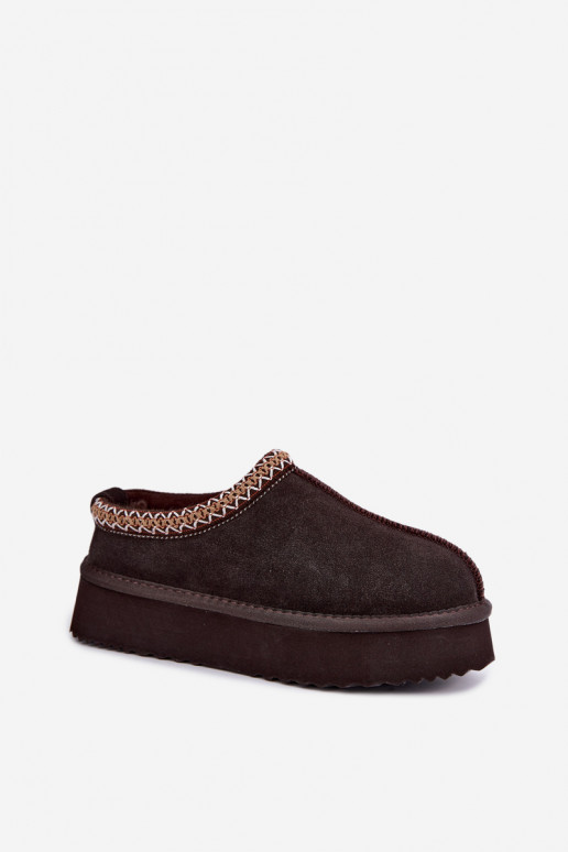 Kunstveloursleder Schneestiefel mit dekorativem Streifen Vinceza 97972 schokoladenbraun