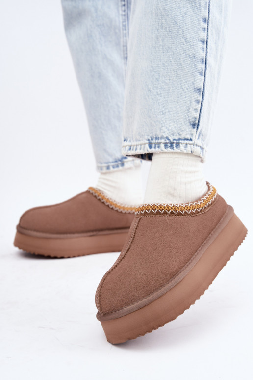 Kunstveloursleder Schneestiefel mit dekorativem Streifen Vinceza 97972 sand