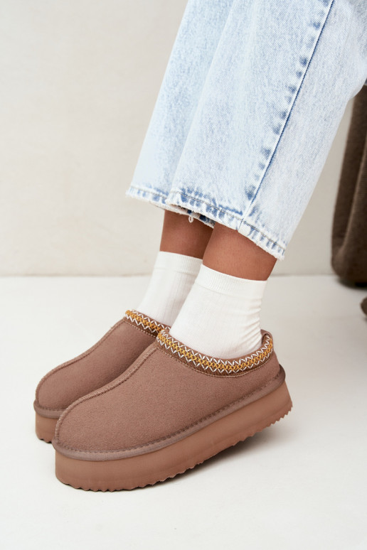 Kunstveloursleder Schneestiefel mit dekorativem Streifen Vinceza 97972 sand