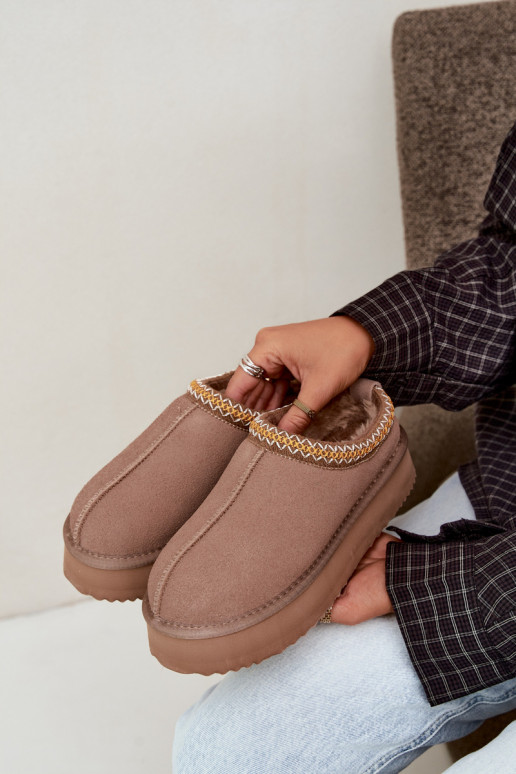 Kunstveloursleder Schneestiefel mit dekorativem Streifen Vinceza 97972 sand