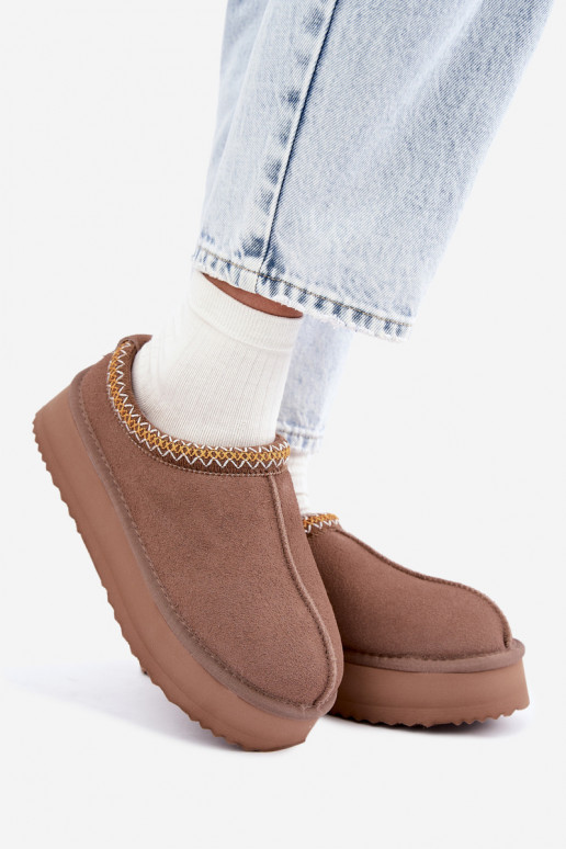 Kunstveloursleder Schneestiefel mit dekorativem Streifen Vinceza 97972 sand
