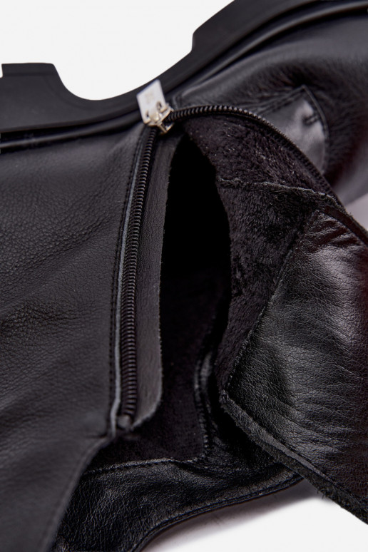 Warmes Leder-Ankle Boots mit eleganten Details GOE UU2N4138 schwarz