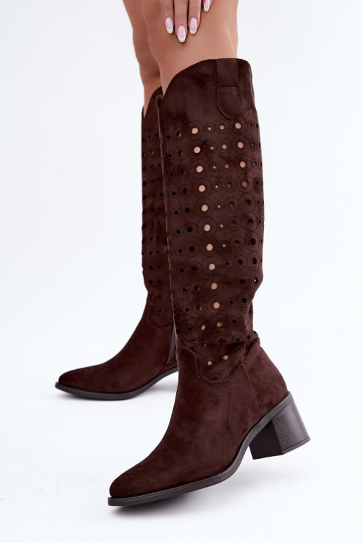 mit durchbrochenen Elementen Stiefel Klocke CzekoladoZue Kireya
