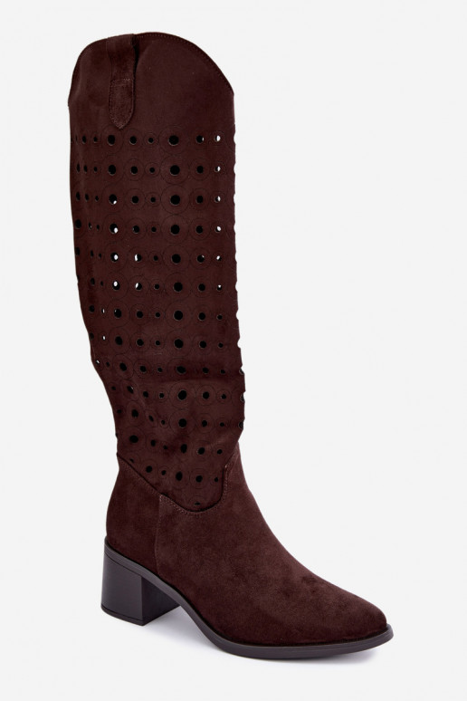 mit durchbrochenen Elementen Stiefel Klocke CzekoladoZue Kireya