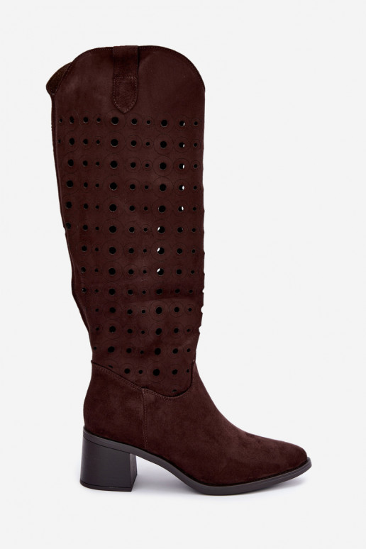 mit durchbrochenen Elementen Stiefel Klocke CzekoladoZue Kireya