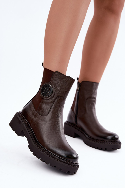 Haut Stiefel Mit Dekorationen Detalem sich Zuarm laufen Zazoo 60578 CzekoladoZue
