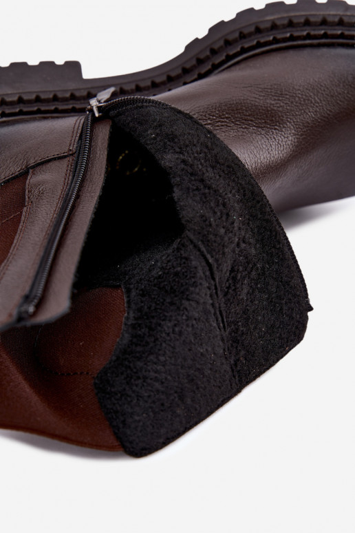 Warmes Leder-Ankle Boots mit eleganten Details Zazoo 60578 schokoladenbraun
