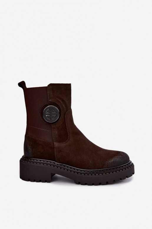 Haut INildlederschuhe Mit Dekorationen Detalem sich Zuarm laufen Zazoo 60578 CzekoladoZue