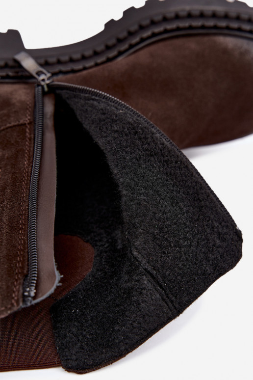 Haut INildlederschuhe Mit Dekorationen Detalem sich Zuarm laufen Zazoo 60578 CzekoladoZue