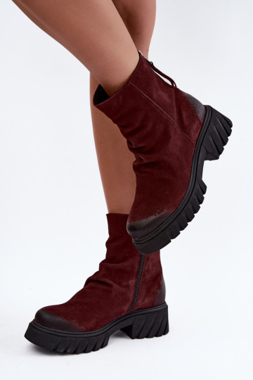 Haut INildlederschuhe Mit Rüschen sich Zuarm laufen Zazoo 60590 Burgund