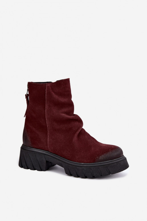 Haut INildlederschuhe Mit Rüschen sich Zuarm laufen Zazoo 60590 Burgund